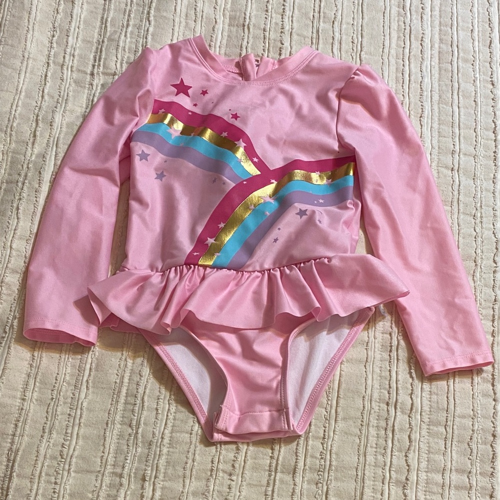 Cat & Jack Pink Rainbow Kids Swim One Piece